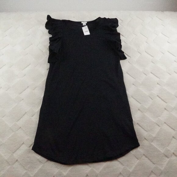 J.Crew Ruffle-Shoulder Dress Womens Small Black - Picture 1 of 11